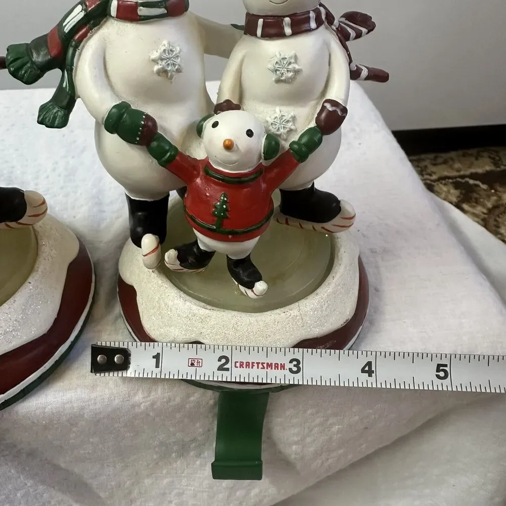 Lot Of 2 Snow Days By Jessica Flick Snowman Stocking Holder Hangers Matching Set